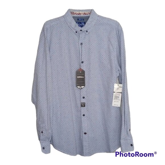 Drill Clothing Shirt Men's Large Company Button Down Slim Fit Peached Poplin - Picture 1 of 15